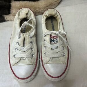 Converse Kids Cream Sneakers with Red Trim